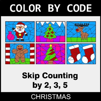 Christmas: Skip Counting by 2, 3, 5 - Coloring Worksheets | Color by Code
