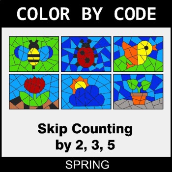 Spring: Skip Counting by 2, 3, 5 - Coloring Worksheets | Color by Code