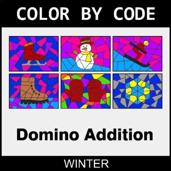 Winter: Domino Addition - Coloring Worksheets | Color by Code