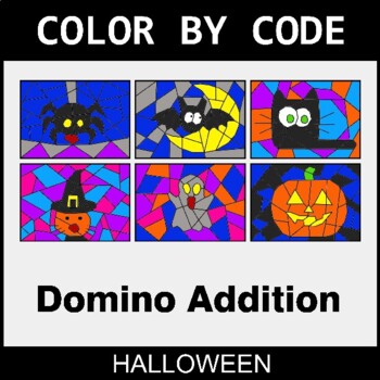 Halloween: Domino Addition - Coloring Worksheets | Color by Code