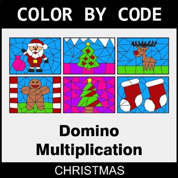 Christmas: Domino Multiplication - Coloring Worksheets | Color by Code