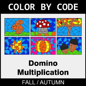 Fall: Domino Multiplication - Coloring Worksheets | Color by Code