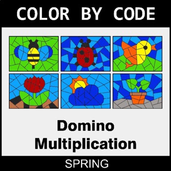 Spring: Domino Multiplication - Coloring Worksheets | Color by Code