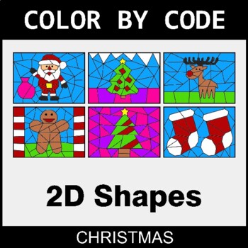 Christmas: Identifying 2D Shapes - Coloring Worksheets | Color by Code