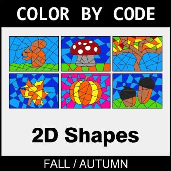 Fall: Identifying 2D Shapes - Coloring Worksheets | Color by Code
