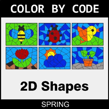 Spring: Identifying 2D Shapes - Coloring Worksheets | Color by Code