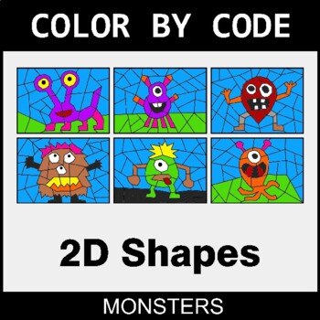 Identifying 2D Shapes - Coloring Worksheets | Color by Code