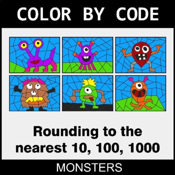 Rounding to the nearest 10, 100, 1000 - Coloring Worksheets | Color by Code