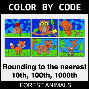 Rounding to the nearest 10th, 100th, 1000th - Coloring Worksheets