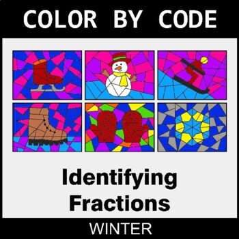 Winter: Identifying Fractions - Coloring Worksheets | Color by Code