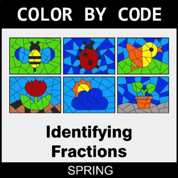 Spring: Identifying Fractions - Coloring Worksheets | Color by Code