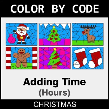Christmas: Adding Time (AM & PM) - Coloring Worksheets | Color by Code