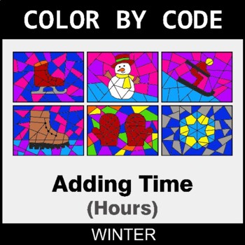 Winter: Adding Time (AM & PM) - Coloring Worksheets | Color by Code