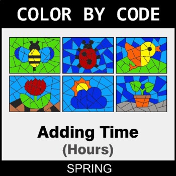 Spring: Adding Time (AM & PM) - Coloring Worksheets | Color by Code