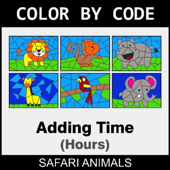 Adding Time (AM & PM) - Coloring Worksheets | Color by Code