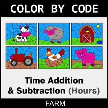 Time Addition & Subtraction (AM & PM) - Coloring Worksheets | Color by Code