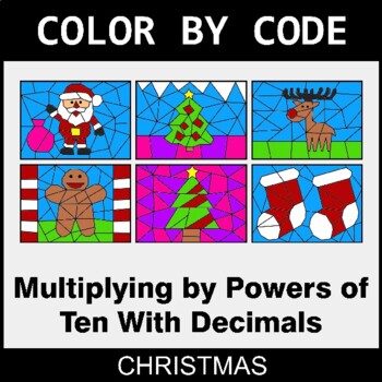 Christmas: Multiplying by Powers of Ten With Decimals - Coloring Worksheets