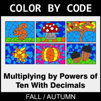 Fall: Multiplying by Powers of Ten With Decimals - Coloring Worksheets