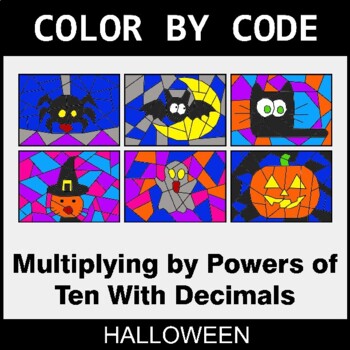 Halloween: Multiplying by Powers of Ten With Decimals - Coloring Worksheets