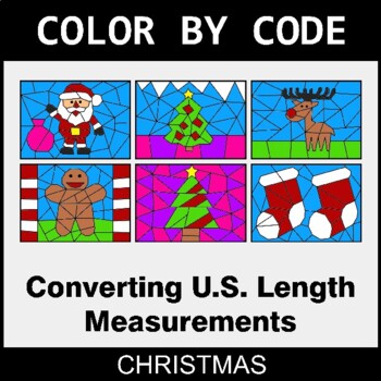Christmas: Length Conversions: U.S. Customary Units - Coloring Worksheets