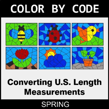 Spring: Length Conversions: U.S. Customary Units - Coloring Worksheets