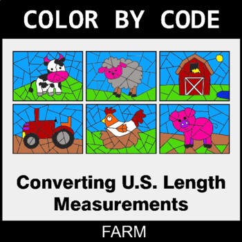 Length Conversions: U.S. Customary Units - Coloring Worksheets | Color by Code