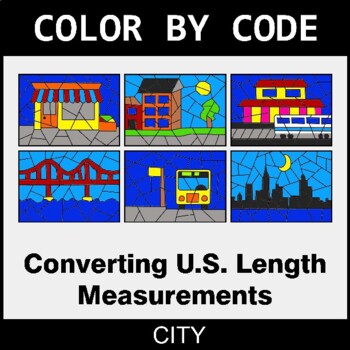 Length Conversions: U.S. Customary Units - Coloring Worksheets | Color by Code