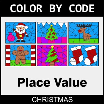 Christmas: Place Value - Coloring Worksheets | Color by Code