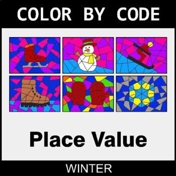 Winter: Place Value - Coloring Worksheets | Color by Code