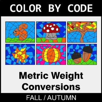 Fall: Metric Weight Conversions - Coloring Worksheets | Color by Code