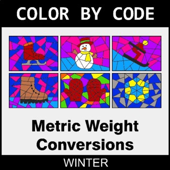 Winter: Metric Weight Conversions - Coloring Worksheets | Color by Code