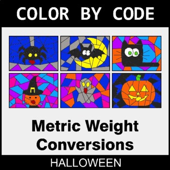 Halloween: Metric Weight Conversions - Coloring Worksheets | Color by Code