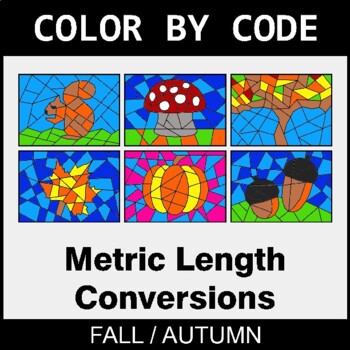 Fall: Metric Length Conversions - Coloring Worksheets | Color by Code