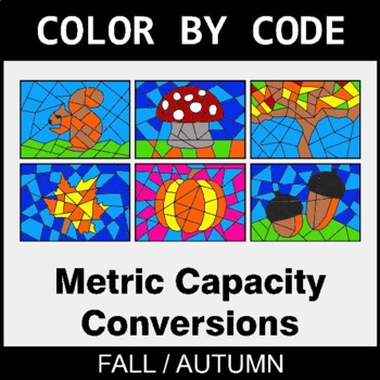 Fall: Metric Capacity Conversions - Coloring Worksheets | Color by Code