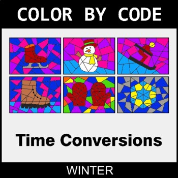 Winter: Time Conversions - Coloring Worksheets | Color by Code