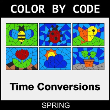 Spring: Time Conversions - Coloring Worksheets | Color by Code