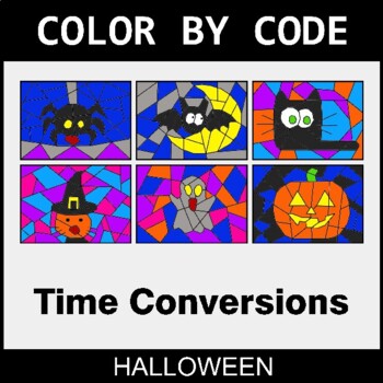 Halloween: Time Conversions - Coloring Worksheets | Color by Code