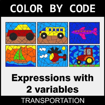Algebra: Expressions with 2 variables - Coloring Worksheets | Color by Code