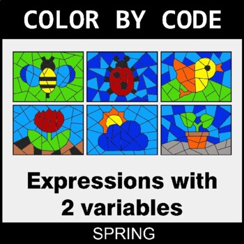 Spring: Algebra: Expressions with 2 variables - Coloring Worksheets