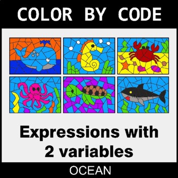 Algebra: Expressions with 2 variables - Coloring Worksheets | Color by Code