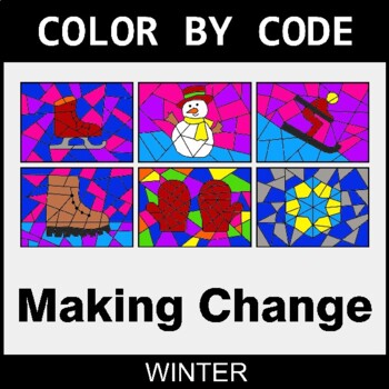 Winter: Making Change - Coloring Worksheets | Color by Code
