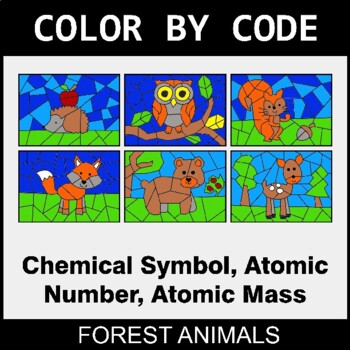 Chemical Symbol, Atomic Number, Atomic Mass - Coloring Worksheets