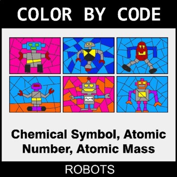 Chemical Symbol, Atomic Number, Atomic Mass - Coloring Worksheets