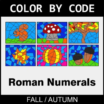 Fall: Roman Numerals - Coloring Worksheets | Color by Code