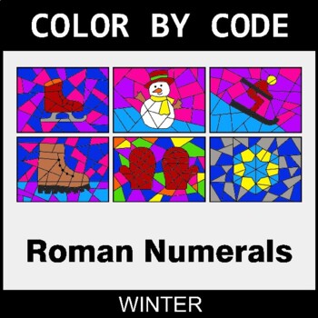 Winter: Roman Numerals - Coloring Worksheets | Color by Code