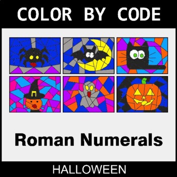 Halloween: Roman Numerals - Coloring Worksheets | Color by Code