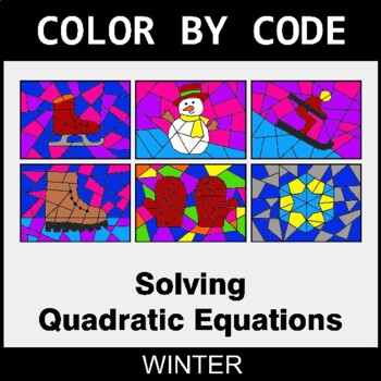 Winter: Solving Quadratic Equations - Coloring Worksheets | Color by Code