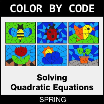 Spring: Solving Quadratic Equations - Coloring Worksheets | Color by Code
