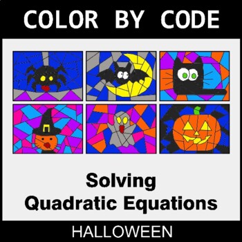 Halloween: Solving Quadratic Equations - Coloring Worksheets | Color by Code