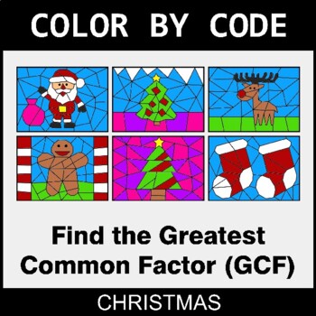 Christmas: Greatest Common Factor (GCF) - Coloring Worksheets | Color by Code